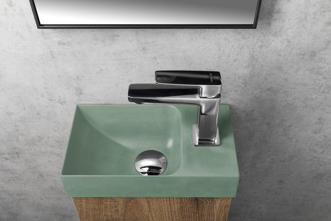 Sapho PICCOLINO betonové umývátko 30,8x17cm, baterie vpravo, zelená PK30523
