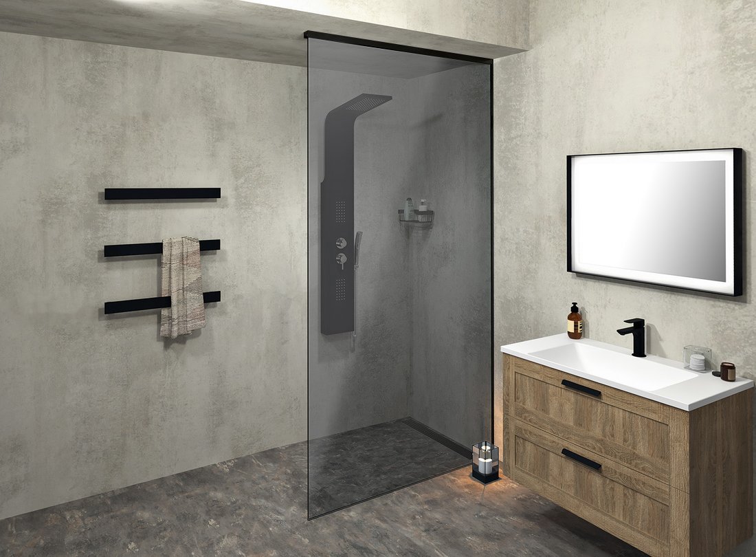 Polysan ARCHITEX sada pro uchycení skla, podlaha-stěna-strop, 1610x2600mm, černá mat AL2616B