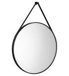 Photo: STAGO okrągłe lustro ze skórzanym paskiem, średnica 60cm, czarny mat