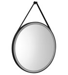 Photo: STAGO kulaté zrcadlo s LED osvětlením ø 60cm, kožený pásek, dotykový senzor, stmívatelné, černá mat