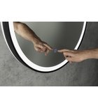 Photo: STAGO kulaté zrcadlo s LED osvětlením ø 60cm, kožený pásek, dotykový senzor, stmívatelné, černá mat