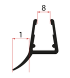 Photo: Bodendichtung unter Massivglas 8mm, 1000mm, Schwarz