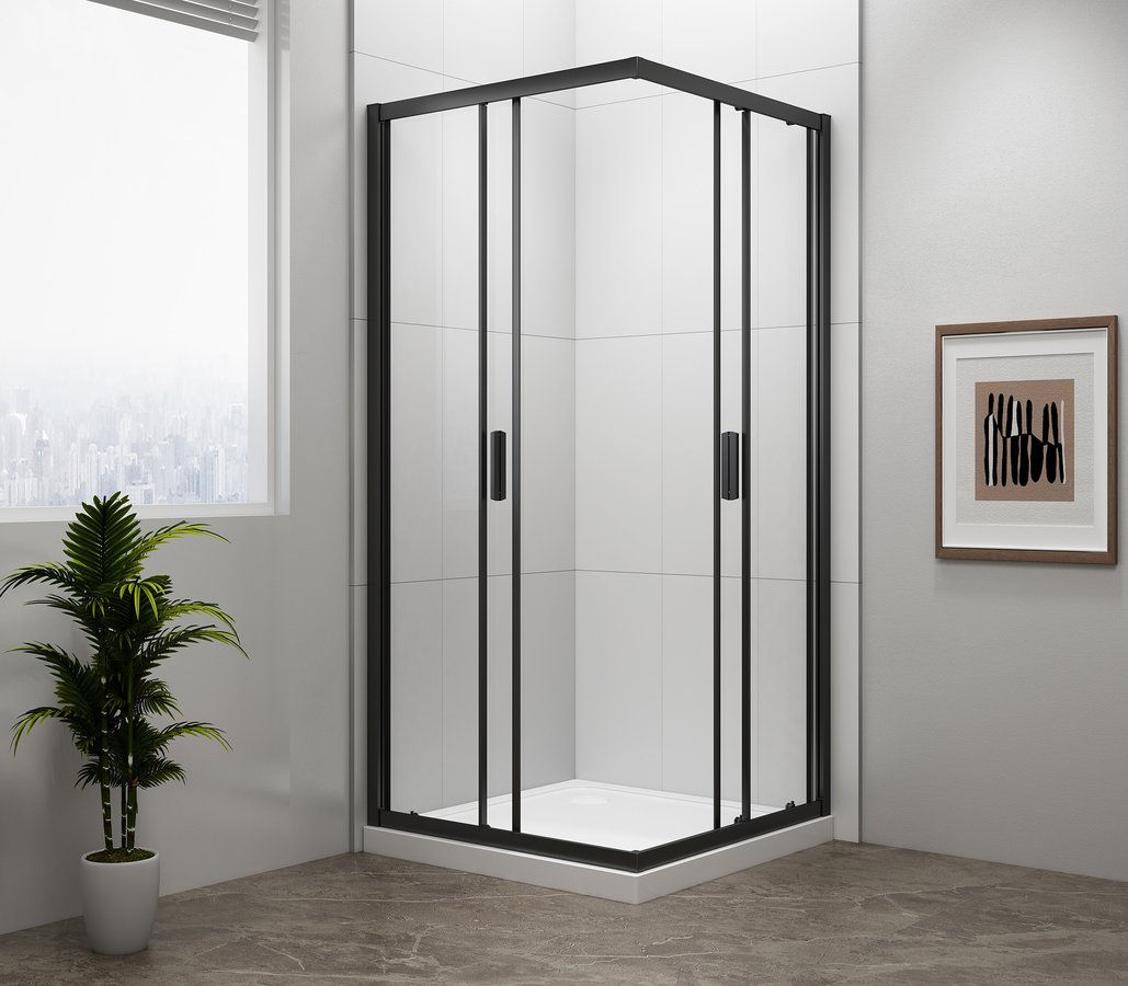 Polysan EASY BLACK čtvercová sprchová zástěna 900x900mm, čiré sklo EL5115B