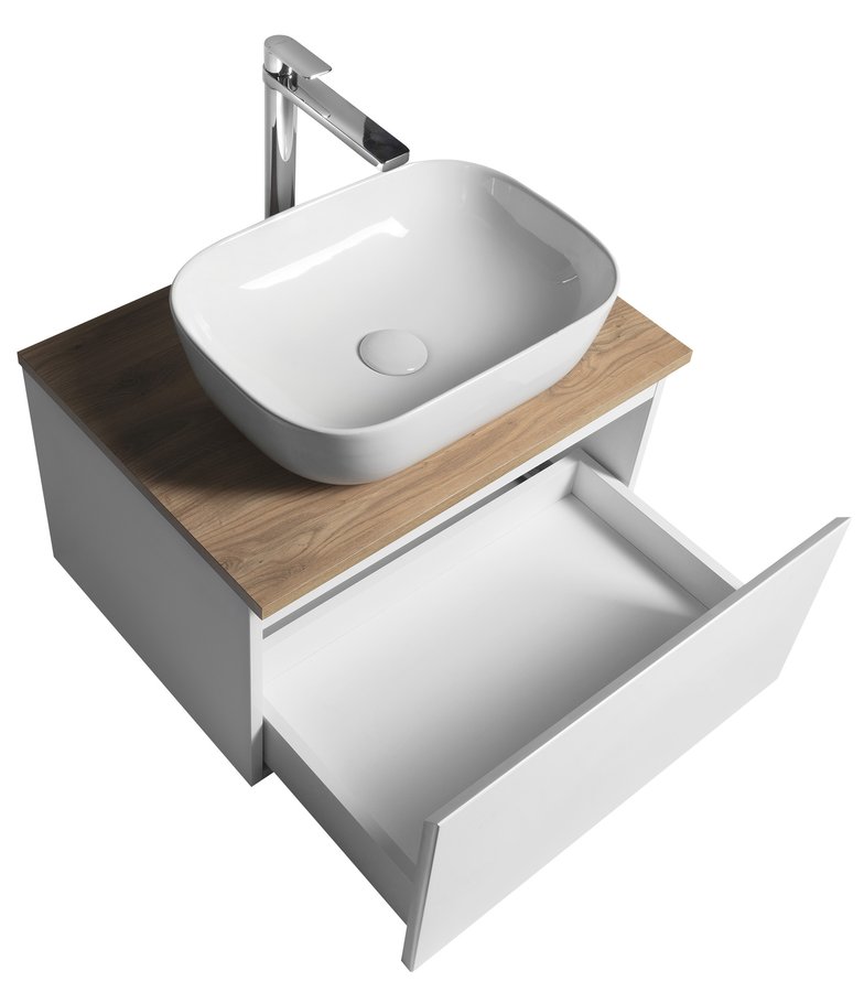 Aqualine ALTAIR skříňka s deskou 62,5 cm, bílá/dub emporio AI267-02