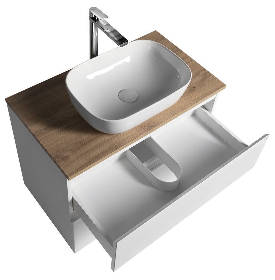 Aqualine ALTAIR skříňka s deskou 78,5 cm, bílá/dub emporio AI280-02