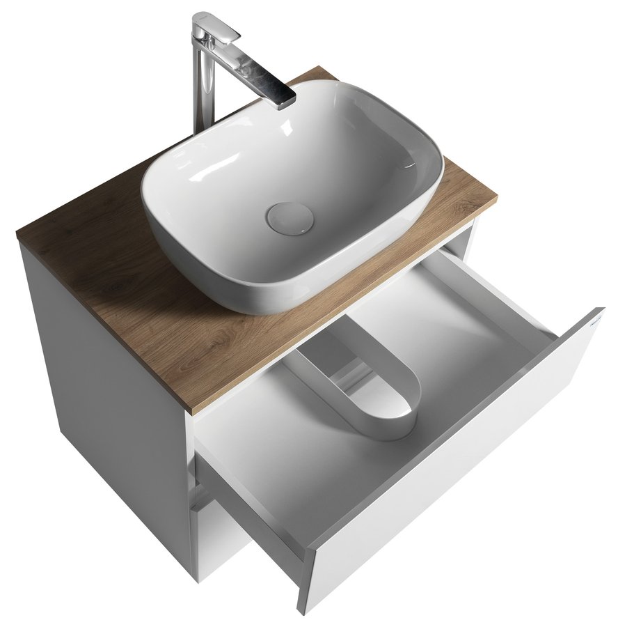 Aqualine ALTAIR skříňka s deskou 68 cm, bílá/dub emporio AI270-02