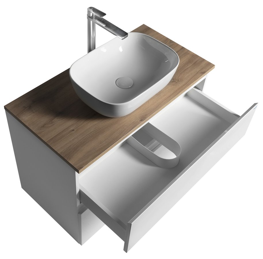 Aqualine ALTAIR skříňka s deskou 87,5 cm, bílá/dub emporio AI290-02