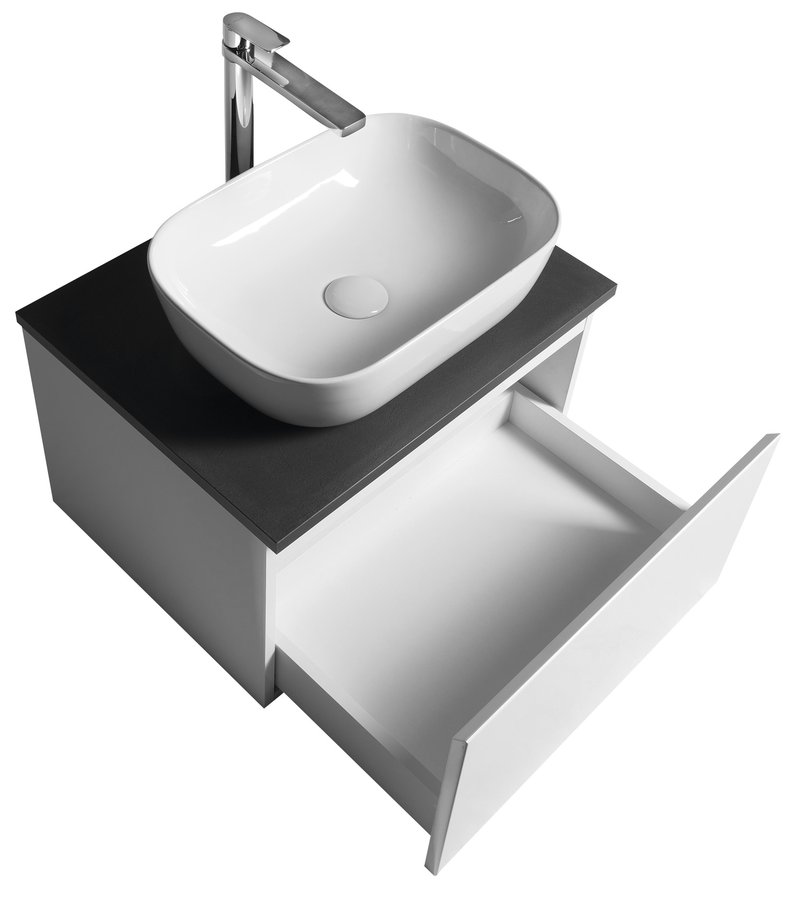 Aqualine ALTAIR skříňka s deskou 58 cm, bílá/antracit břidlice AI263-03