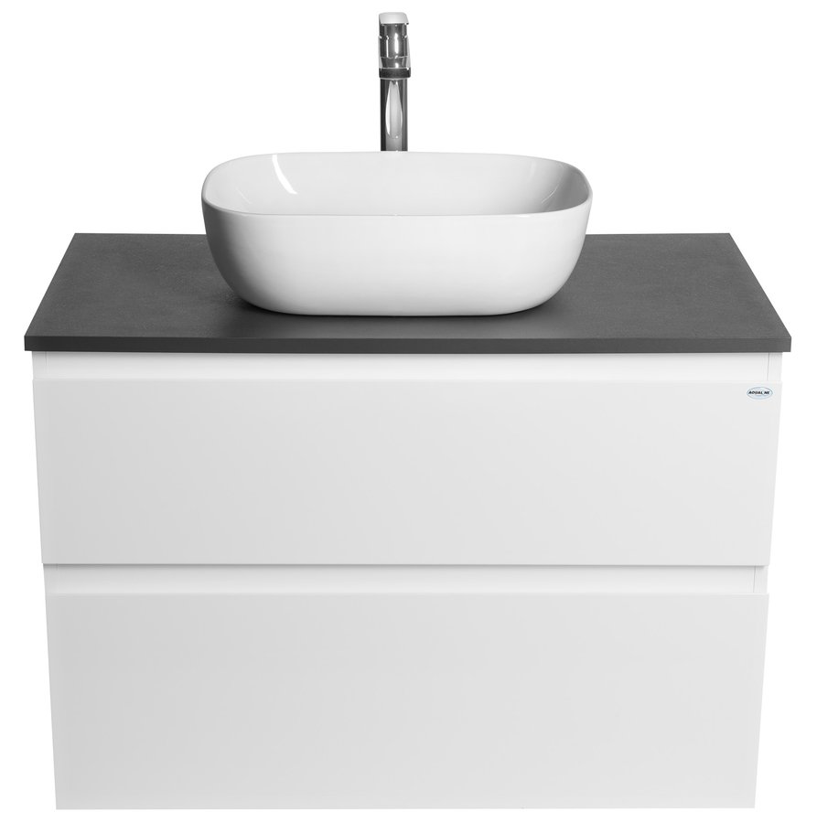 Aqualine ALTAIR skříňka s deskou 87,5 cm, bílá/antracit břidlice AI290-03