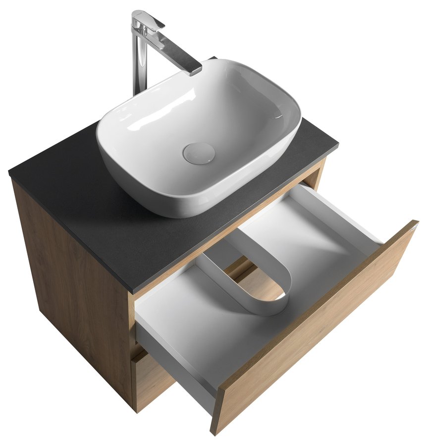 Aqualine ALTAIR skříňka s deskou 68 cm, dub emporio/antracit břidlice AI370-02