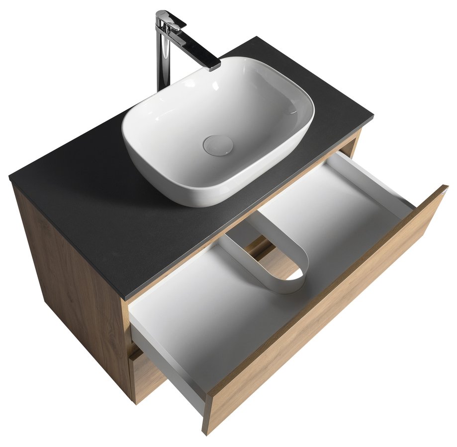 Aqualine ALTAIR skříňka s deskou 87,5 cm, dub emporio/antracit břidlice AI390-02