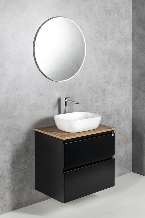 Aqualine ALTAIR skříňka s deskou 68 cm, černá mat/dub emporio AI670-01