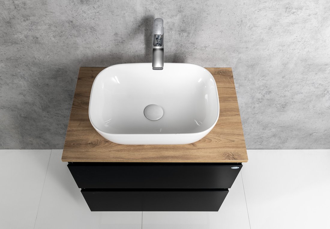 Aqualine ALTAIR skříňka s deskou 68 cm, černá mat/dub emporio AI670-01