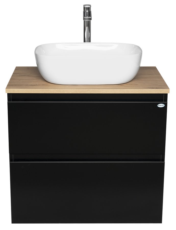 Aqualine ALTAIR skříňka s deskou 68 cm, černá mat/dub emporio AI670-01
