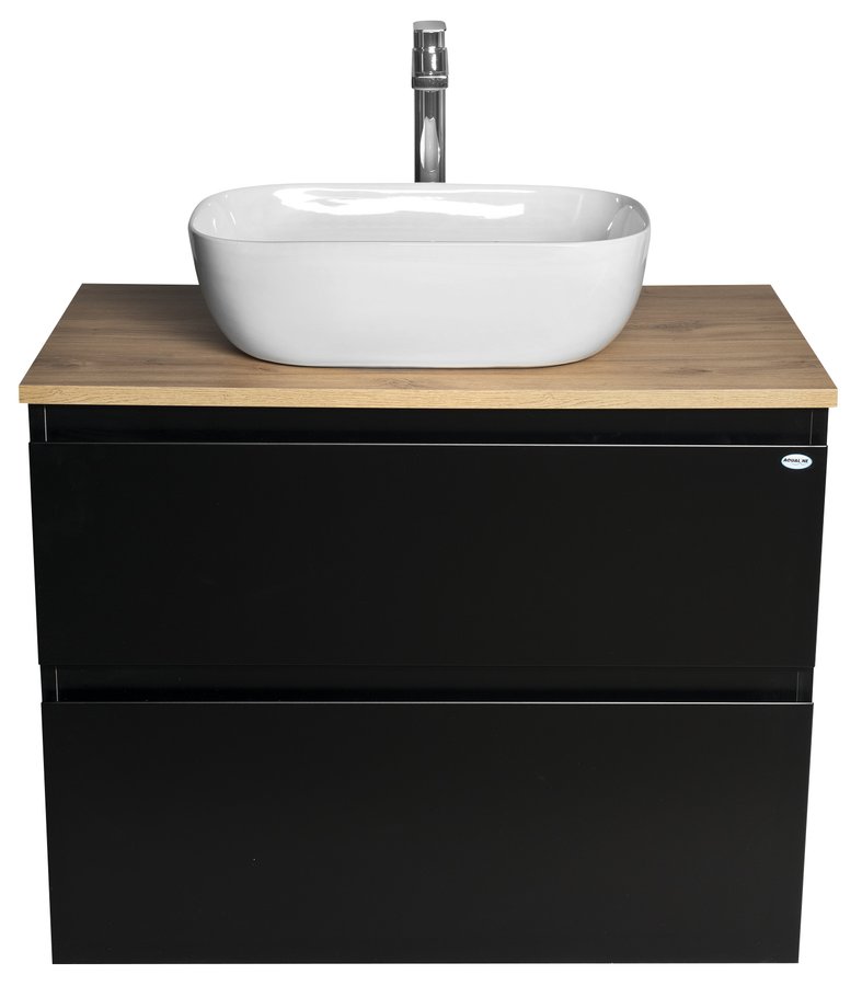 Aqualine ALTAIR skříňka s deskou 78,5 cm, černá mat/dub emporio AI680-01