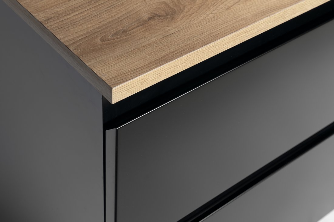 Aqualine ALTAIR skříňka s deskou 78,5 cm, černá mat/dub emporio AI680-01