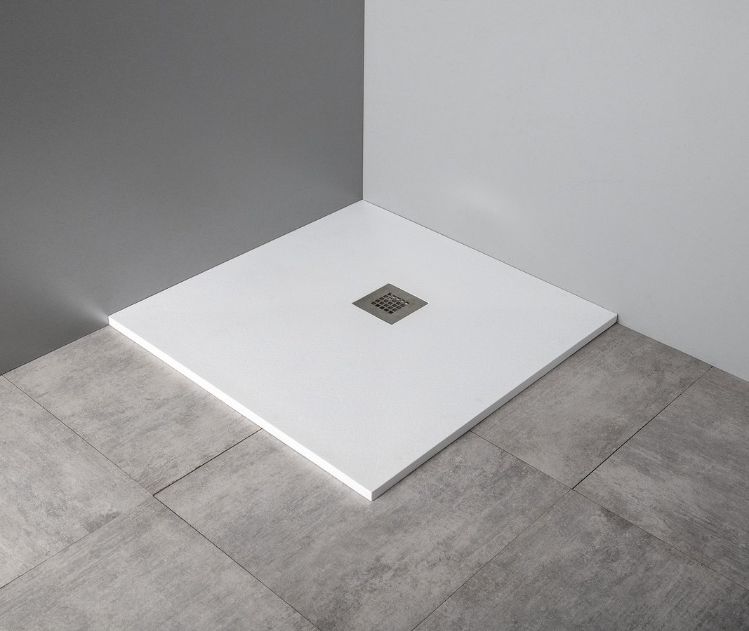 Gelco MITIA sprchová vanička z litého mramoru, čtverec 90x90cm, bílá PMB9090