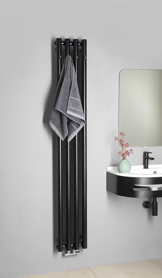 Sapho PILON otopné těleso 270x1800mm, se čtyřmi háčky pro ručník, černá mat IZ122T