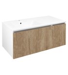 Photo: LOREA Schrank mit Waschbecken 101x46x51,5cm (70+30cm), links, Eiche Alabama/weiß matt