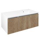 Photo: LOREA cabinet with washbasin 101x46x51,5cm (30+70 cm), right, oak alabama/white matt