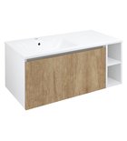 Photo: LOREA cabinet with washbasin 101x46x51,5cm (80+20cm), left, oak alabama/white matt