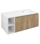 Photo: LOREA cabinet with washbasin 101x46x51,5cm (20+80 cm), right, oak alabama/white matt