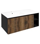 Photo: LOREA Schrank mit Waschbecken 101x46x51,5cm (80+20cm), links, Eiche collingwood/schwarz matt