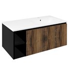 Photo: LOREA cabinet with washbasin 101x46x51,5cm (20+80 cm), right, oak collingwood/black matt