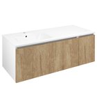 Photo: LOREA Schrank mit Waschbecken 121x46x51,5cm (90+30cm), links, Eiche Alabama/weiß matt