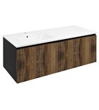 Photo: LOREA Schrank mit Waschbecken 121x46x51,5cm (90+30cm), links, Eiche collingwood/schwarz matt