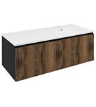 Photo: LOREA cabinet with washbasin 121x46x51,5cm (30+90cm), right, oak collingwood/black matt