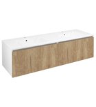 Photo: LOREA cabinet with double washbasin 141x46x51,5cm (70+70cm), oak alabama/white matt