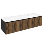 Photo: LOREA cabinet with double washbasin 141x46x51,5cm (70+70cm), oak collingwood/black matt