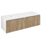 Photo: LOREA Schrank mit Waschbecken 141x46x51,5cm (70+70cm), links, Eiche alabama/weiß matt