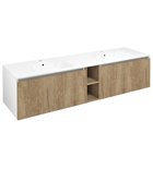 Photo: LOREA cabinet with double washbasin 161x46x51,5cm (70+20+70cm), oak alabama/white matt