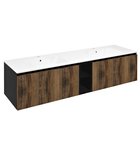 Photo: LOREA cabinet with double washbasin 161x46x51,5cm (70+20+70cm), oak collingwood/black matt