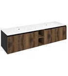 Photo: LOREA cabinet with double washbasin 161x46x51,5cm (70+20+70cm), oak collingwood/black matt