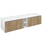 Photo: LOREA Schrank mit Doppel-Waschbecken 181x46x51,5cm (80+20+80cm), Eiche alabama/weiß matt