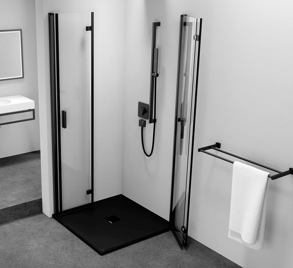 Polysan ZOOM BLACK čtvercový sprchový kout 900x900mm, rohový vstup ZL4915BL-02
