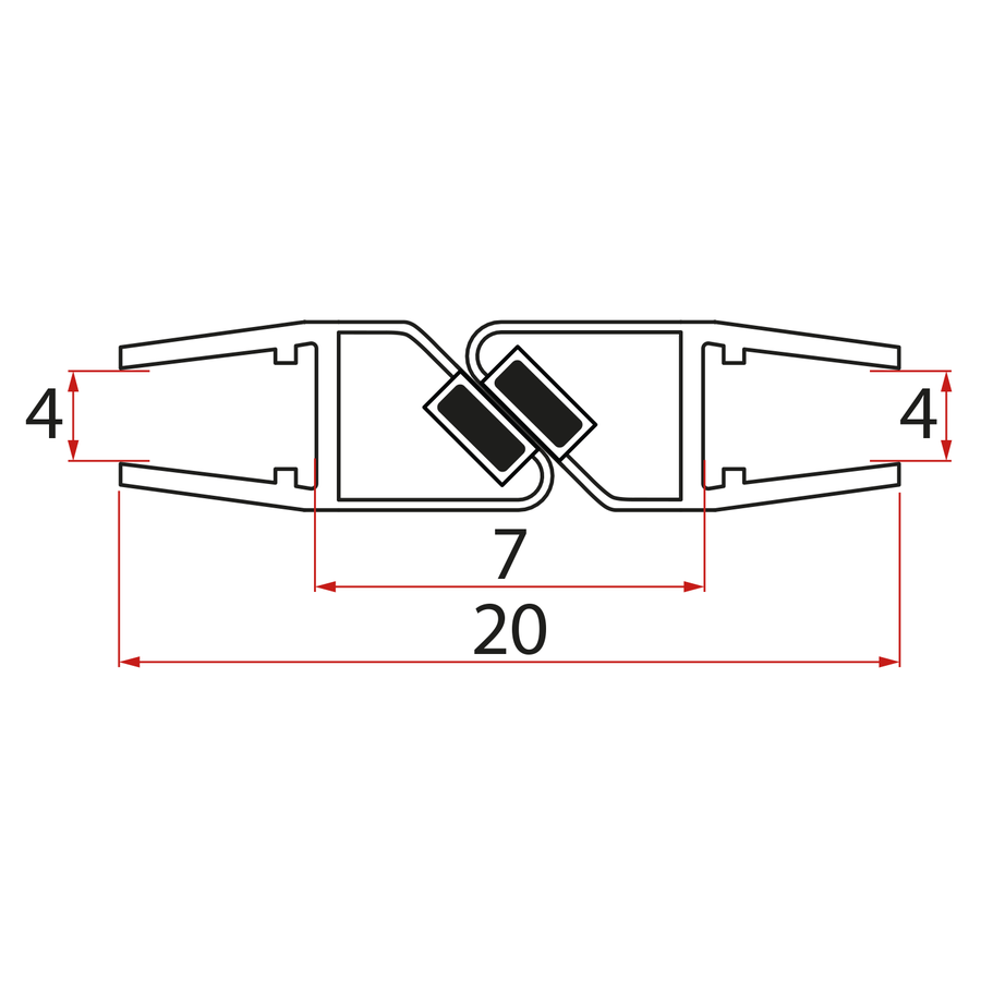 Set magnetických těsnění 45°pro sklo 8/8mm, 2000mm NDFL0743