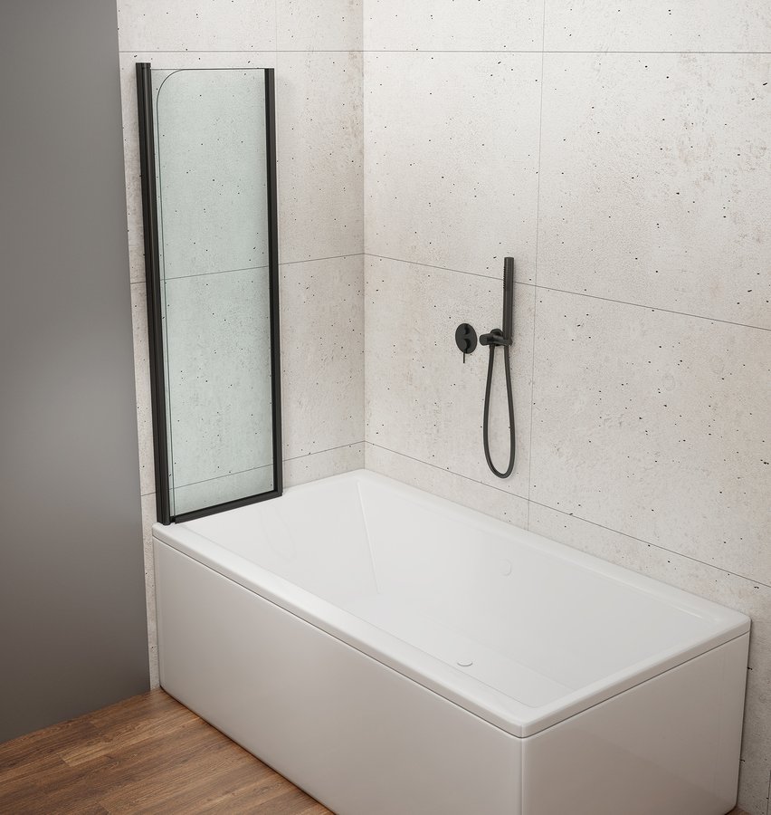Aqualine WILA vanová zástěna 900x1400 mm skládací, černá, čiré sklo AQ5742B