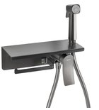 Photo: Bateria bidetowa podtynkowa ze słuchawką, wężem i uchwytem na papier toaletowy, gun metal