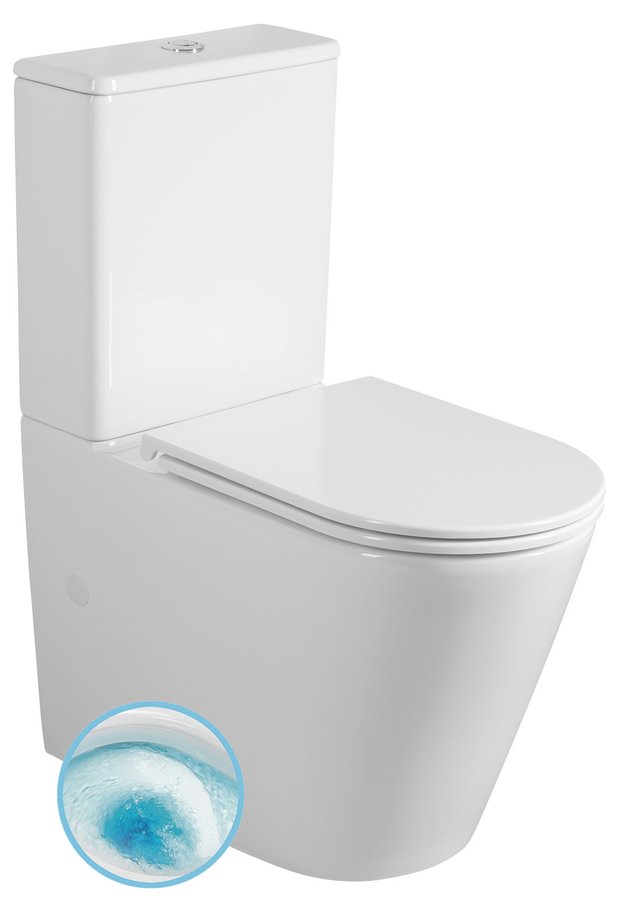 AVIS WC kombi, Vortex Rimless, spodní/zadní odpad, bílá PC106V