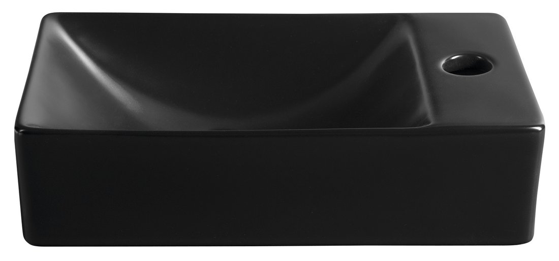 Sapho MARGITHA keramické umývátko 38x22cm, otvor pro baterii vpravo, černá mat MGT3822B