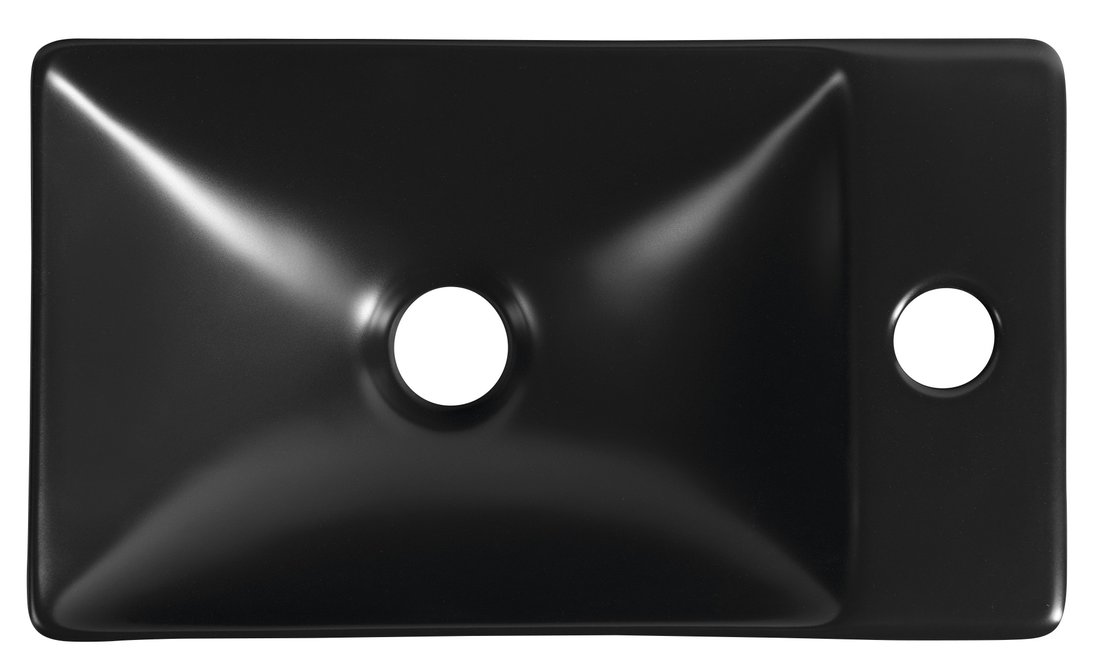 Sapho MARGITHA keramické umývátko 38x22cm, otvor pro baterii vpravo, černá mat MGT3822B