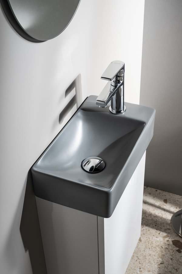 Sapho MARGITHA keramické umývátko 38x22cm, otvor pro baterii vpravo, šedá MGT3822GR
