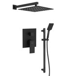 Photo: CUBEMIX podomítkový sprchový set s pákovou baterií, 2 výstupy, posuvný držák sprchy, černá mat