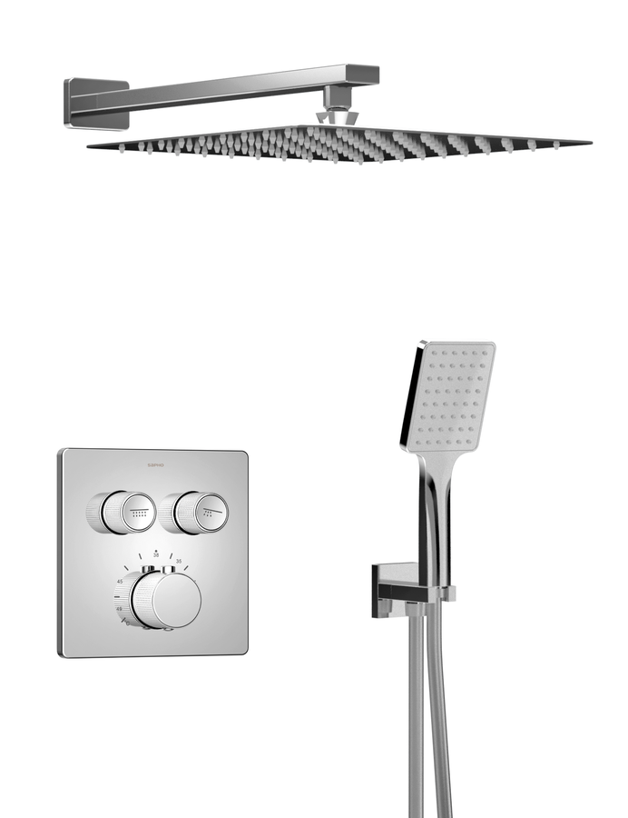 SMART SELECT podomítkový sprchový set s termostatickou baterií, 2 výstupy, vyústění, chrom