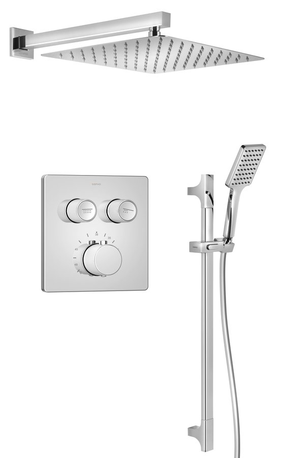 SMART SELECT podomítkový sprchový set s termostatickou baterií, 2 výstupy, posuvný držák sprchy, chrom RP042-02