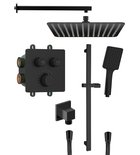 Photo: SMART SELECT concealed shower set with thermostatic mixer, 2 outlets, adjustable shower holder, black matt